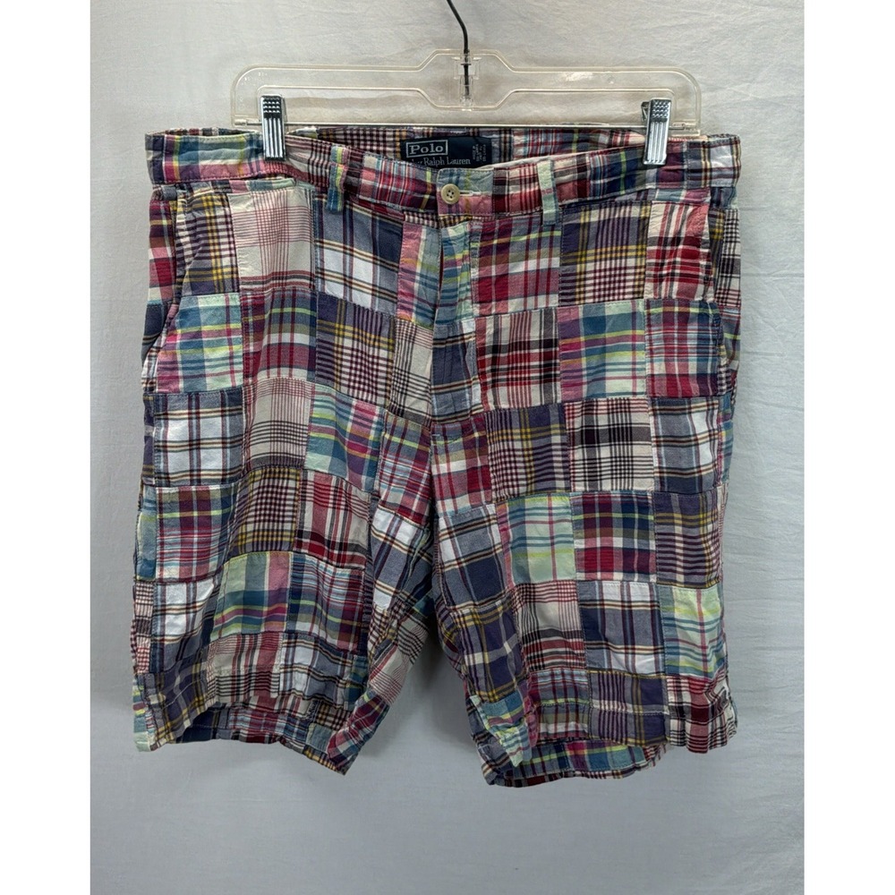 Vtg Polo Ralph Lauren Prospect Short Plaid Patchwork Y2K Prep Golf Classic 36